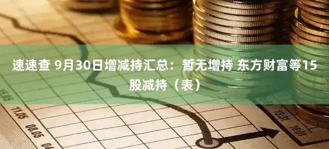 速速查 9月30日增减持汇总：暂无增持 东方财富等15股减持（表）